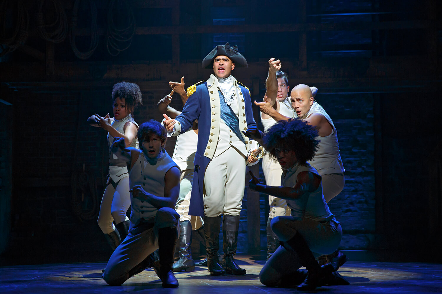 Hamilton Original Broadway - Christopher Jackson and ensemble
